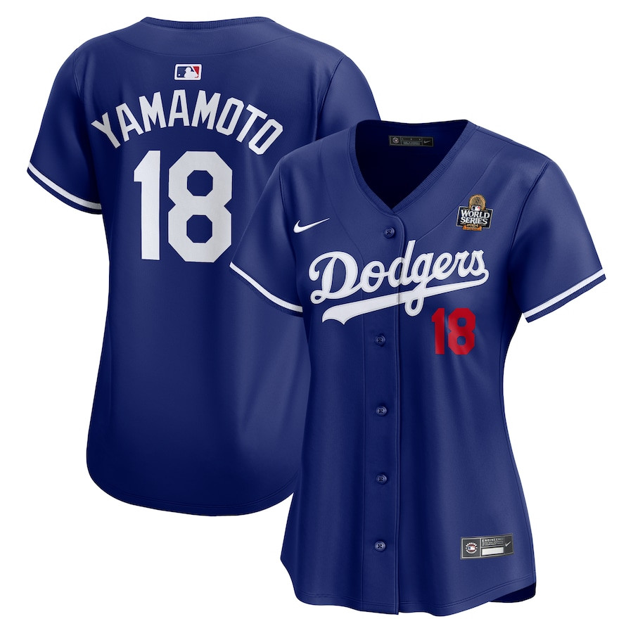 Yoshinobu Yamamoto 18 Los Angeles Dodgers Women's 2024 World Series Alternate Limited Jersey - Royal 