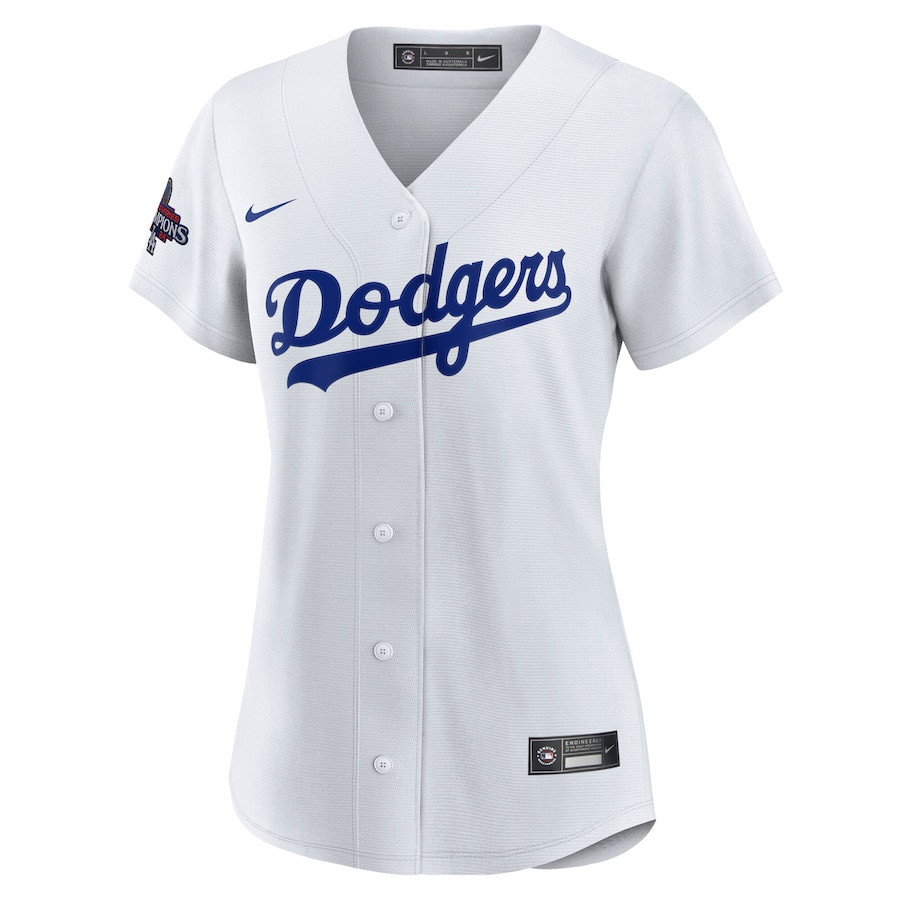 Alternative view of Yoshinobu Yamamoto 18 Los Angeles Dodgers Women's 2024 World Series Champions Home Japanese Characters Player Jersey - White 