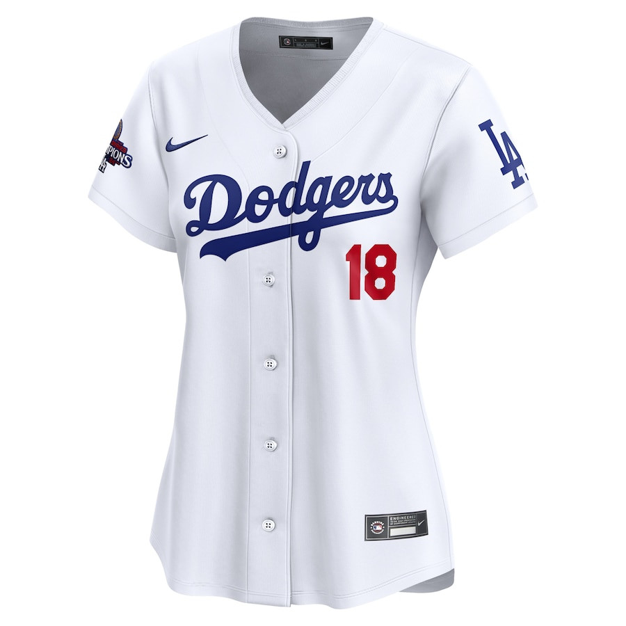 Alternative view of Yoshinobu Yamamoto 18 Los Angeles Dodgers Women's 2024 World Series Champions Home Limited Jersey - White 