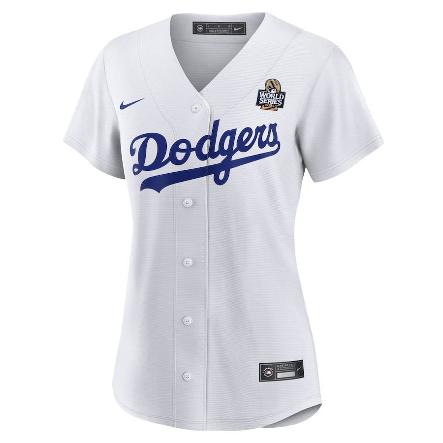 Alternative view of Yoshinobu Yamamoto 18 Los Angeles Dodgers Women's Home 2024 World Series Japanese Lettering Jersey - White 