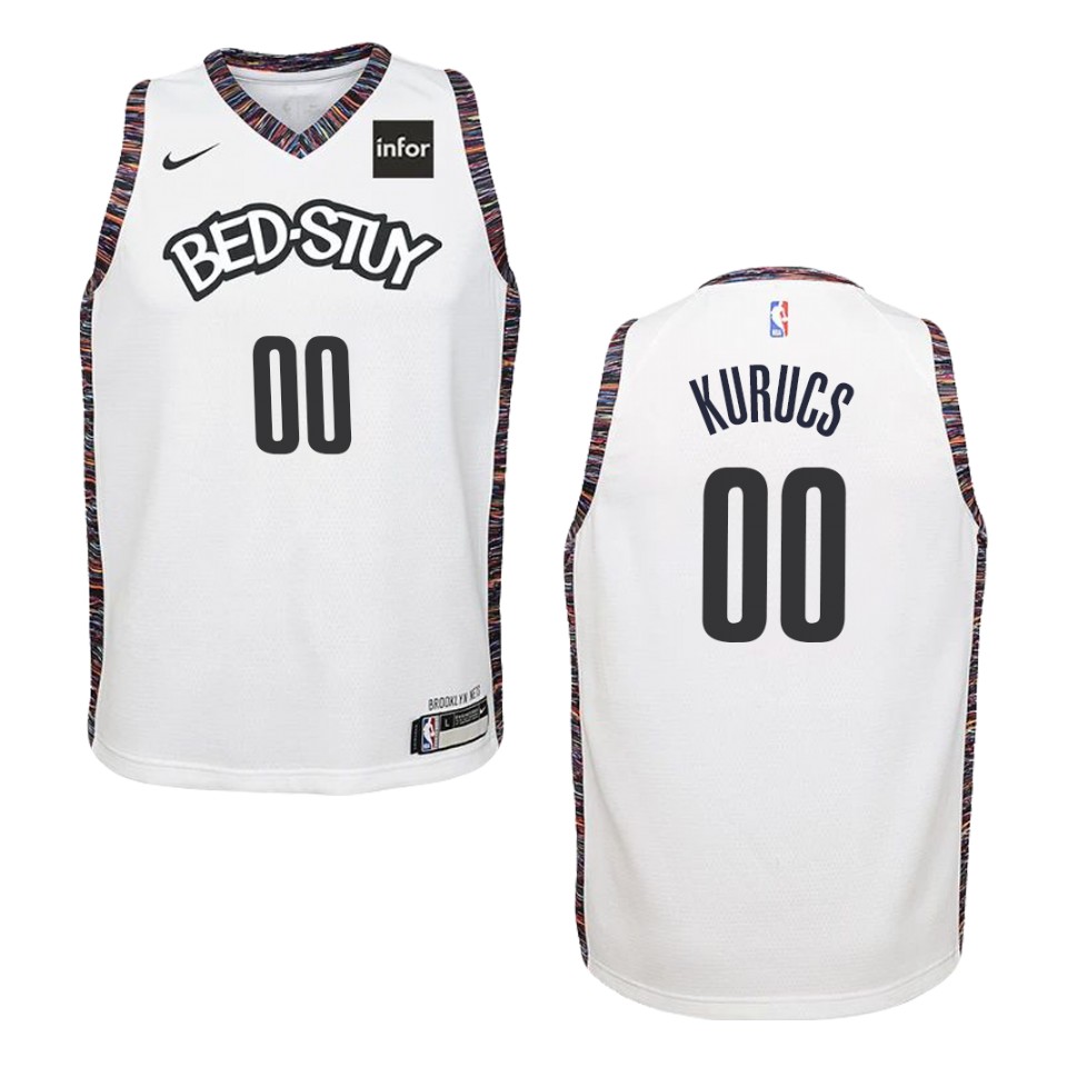 Youth 2019-20 Brooklyn Nets #00 Rodions Kurucs City Swingman Jersey - White
