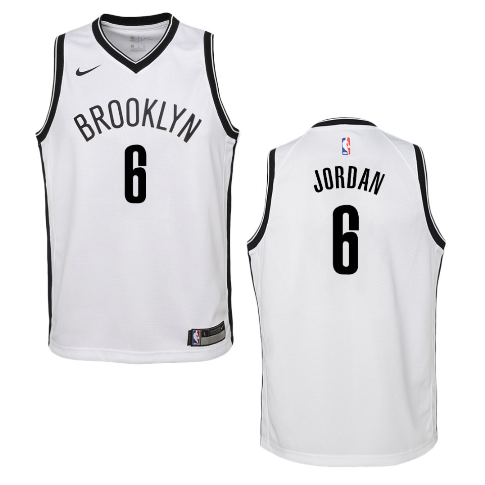 Youth 2019-20 Brooklyn Nets #6 Deandre Jordan Association Swingman Jersey - White