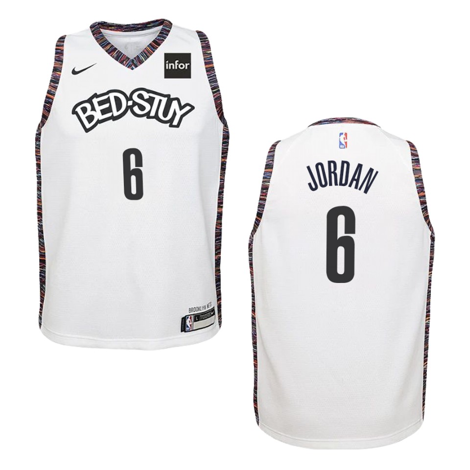 Youth 2019-20 Brooklyn Nets #6 Deandre Jordan City Swingman Jersey - White
