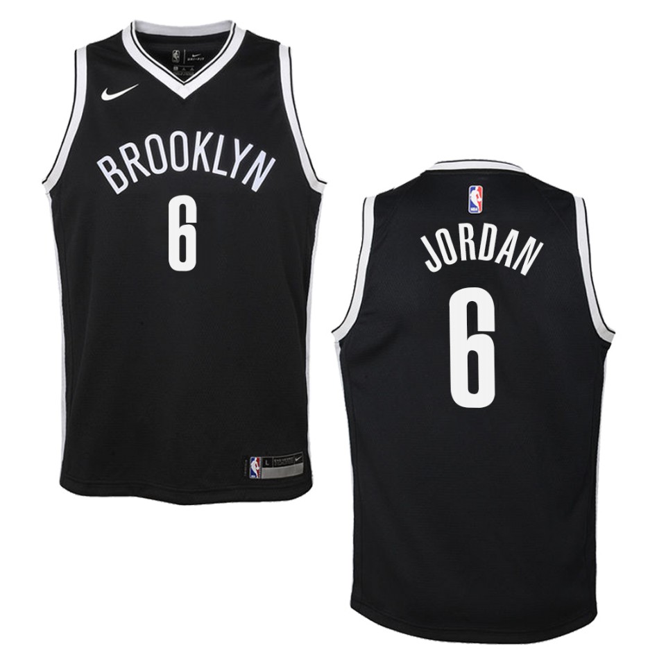 Youth 2019-20 Brooklyn Nets #6 Deandre Jordan Icon Swingman Jersey - Black