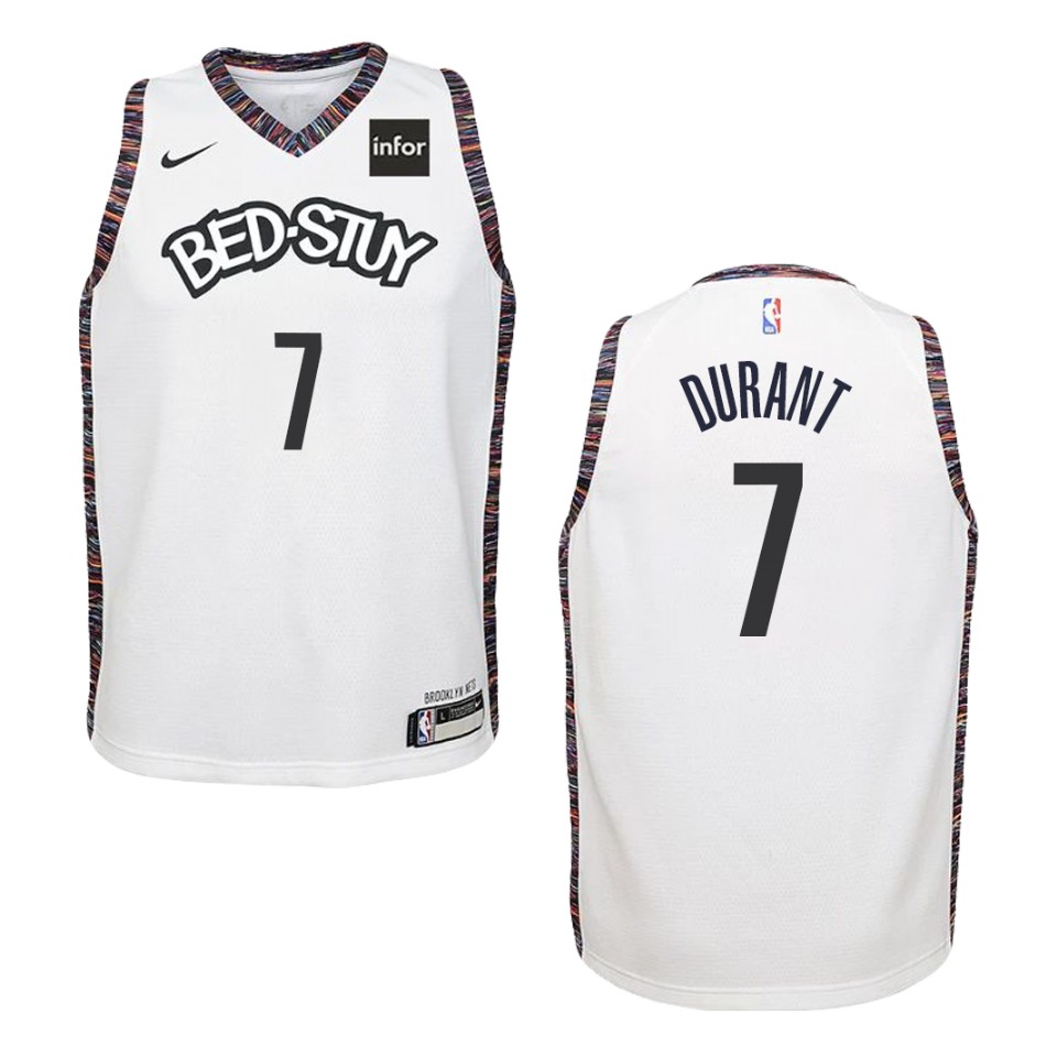 Youth 2019-20 Brooklyn Nets #7 Kevin Durant City Swingman Jersey - White