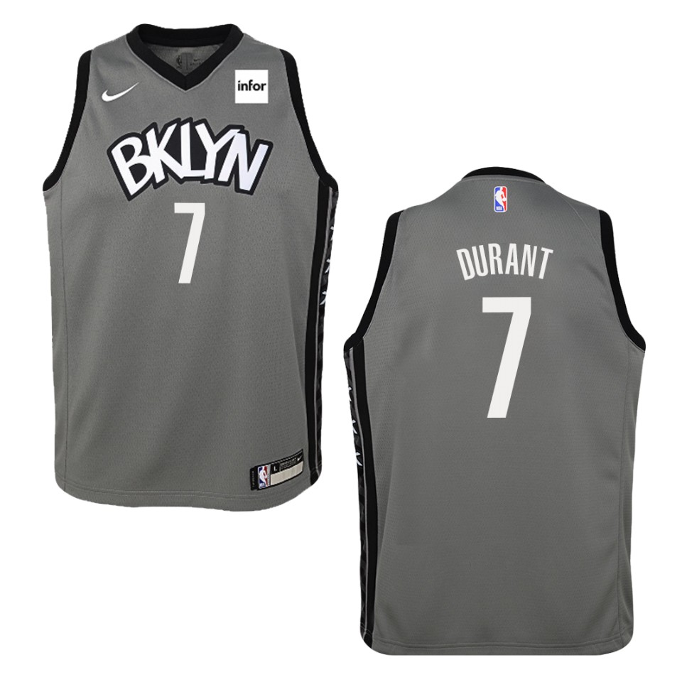 Youth 2019-20 Brooklyn Nets #7 Kevin Durant Statement Swingman Jersey - Gray