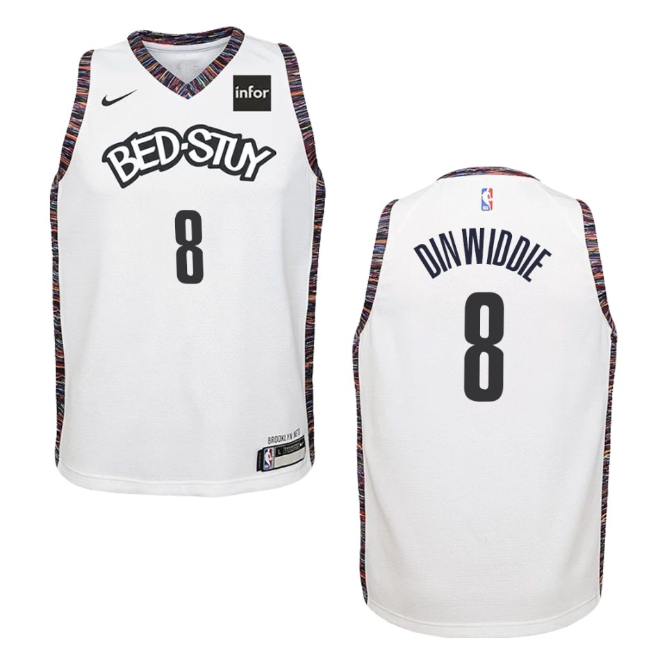 Youth 2019-20 Brooklyn Nets #8 Spencer Dinwiddie City Swingman Jersey - White