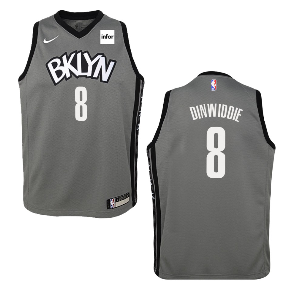 Youth 2019-20 Brooklyn Nets #8 Spencer Dinwiddie Statement Swingman Jersey - Gray