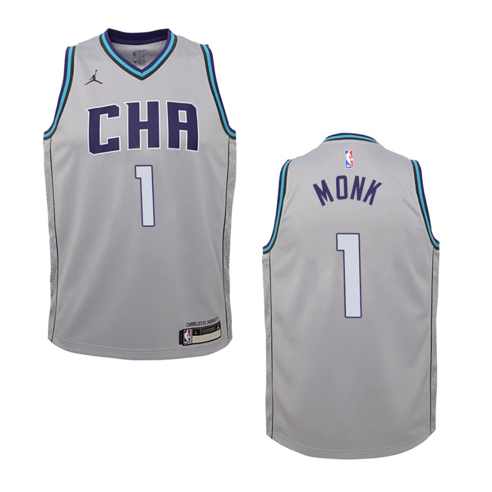 Youth 2019-20 Charlotte Hornets #1 Malik Monk City Edition Swingman Jersey - Gray
