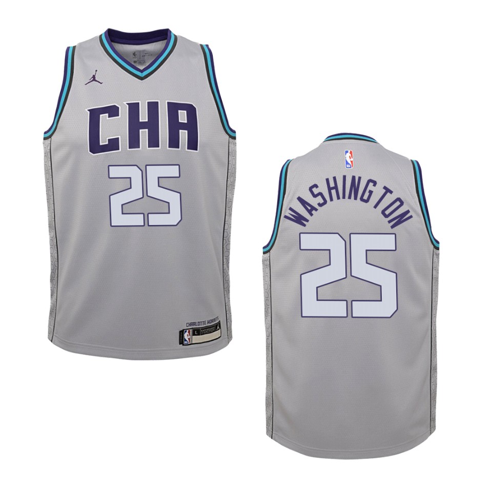 Youth 2019-20 Charlotte Hornets #25 P.j. Washington City Edition Swingman Jersey - Gray