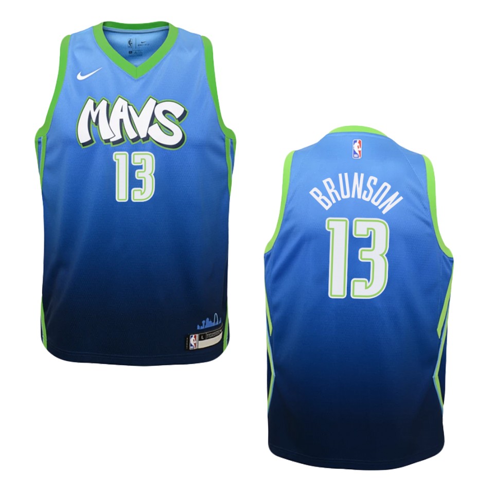 Youth 2019-20 Dallas Mavericks #13 Jalen Brunson City Swingman Jersey - Blue