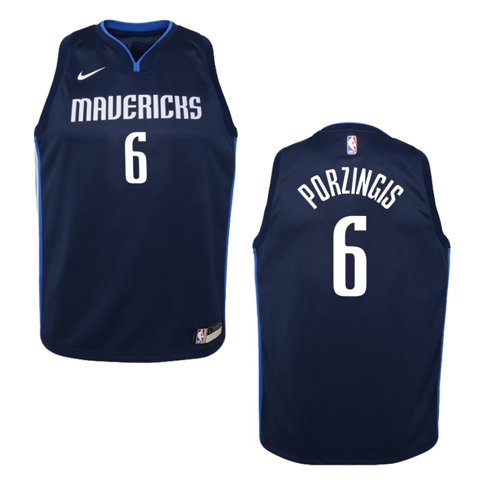 Youth 2019-20 Dallas Mavericks #6 Kristaps Porzingis Statement Swingman Jersey - Navy