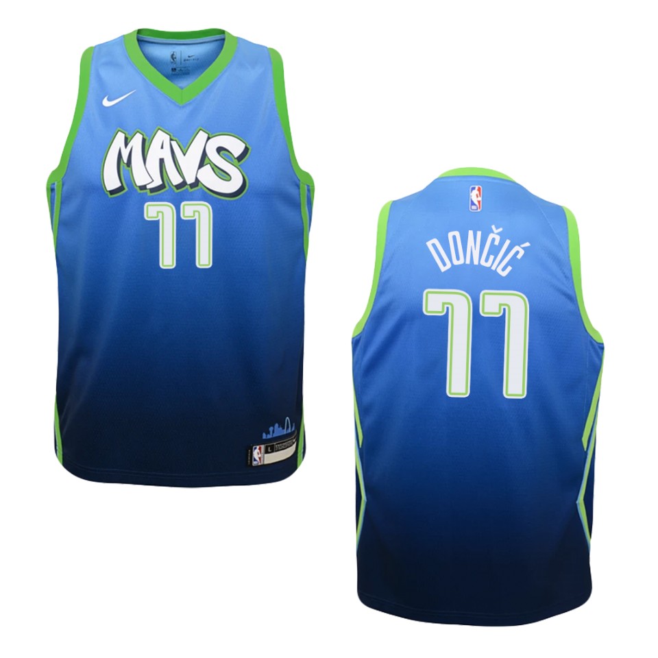 Youth 2019-20 Dallas Mavericks #77 Luka Doncic City Swingman Jersey - Blue