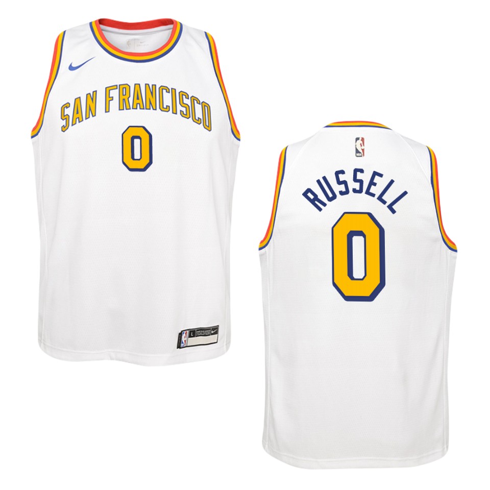 Youth 2019-20 Golden State Warriors #0 D'angelo Russell Hardwood Classics Swingman Jersey - White