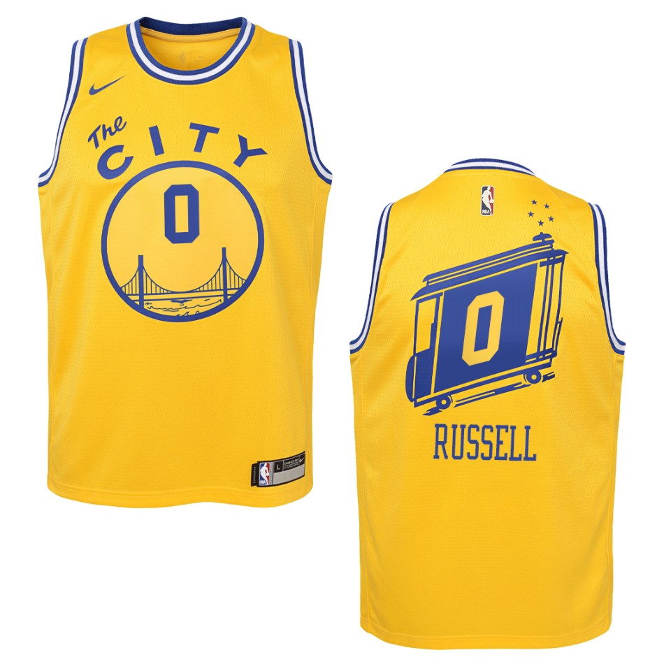 Youth 2019-20 Golden State Warriors #0 D'angelo Russell Hardwood Classics Swingman Jersey - Yellow