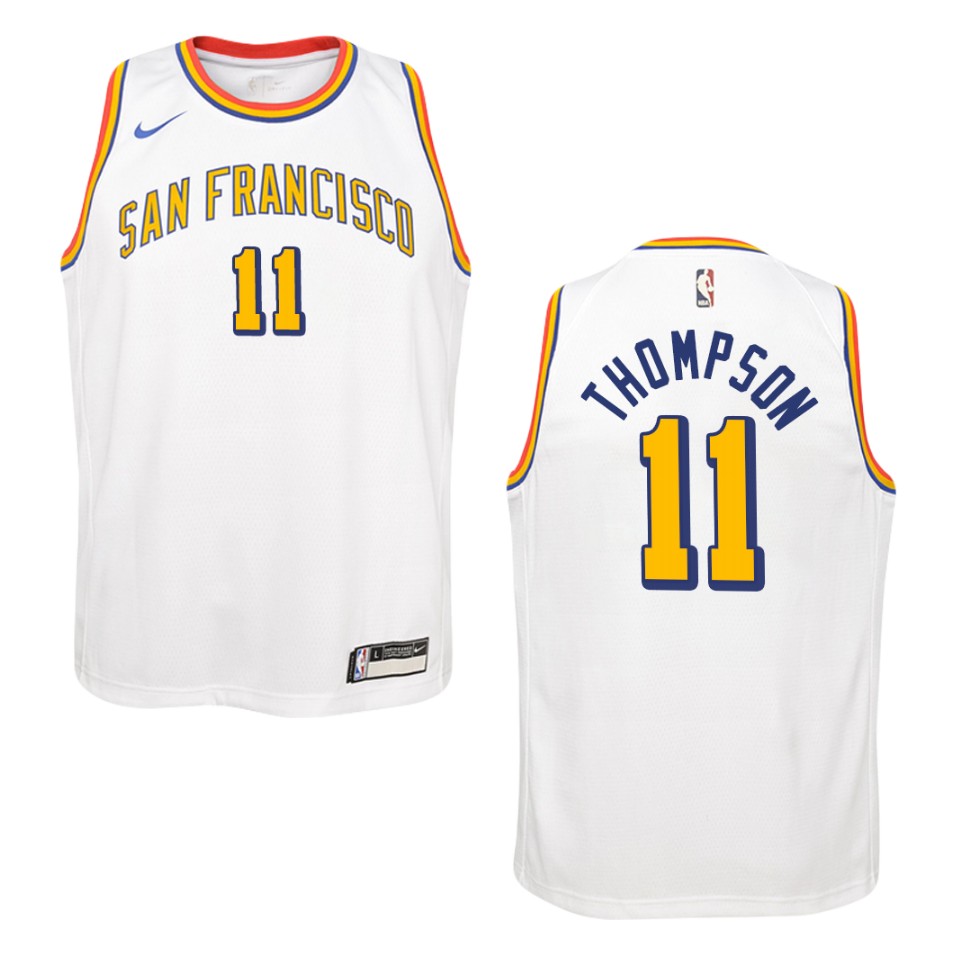 Youth 2019-20 Golden State Warriors #11 Klay Thompson Hardwood Classics Swingman Jersey - White