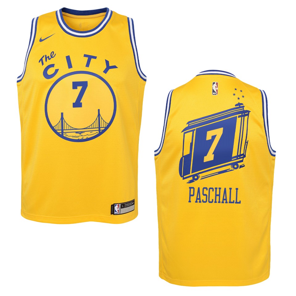Youth 2019-20 Golden State Warriors #7 Eric Paschall Hardwood Classics Swingman Jersey - Yellow