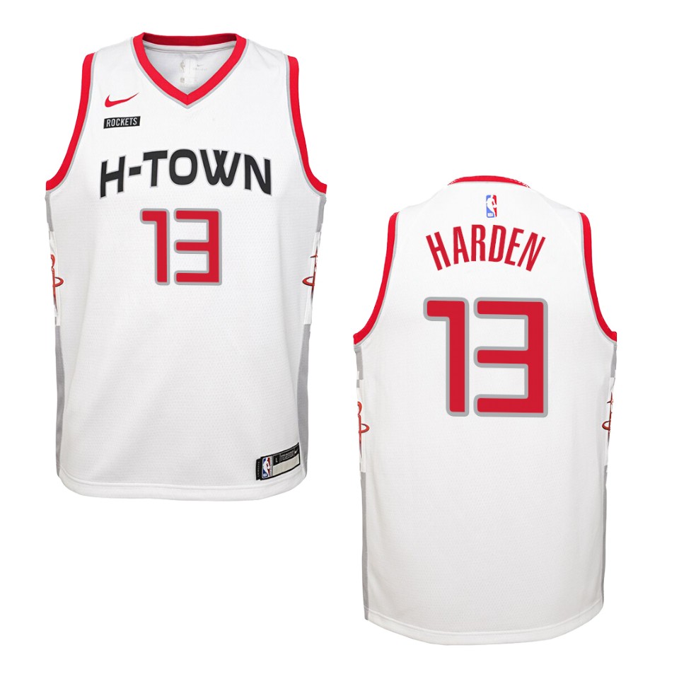 Youth 2019-20 Houston Rockets #13 James Harden City Swingman Jersey - White