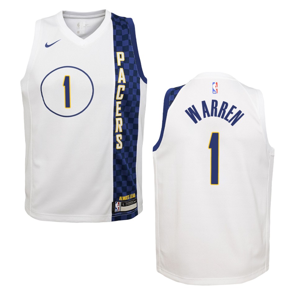 Youth 2019-20 Indiana Pacers #1 T.j. Warren City Swingman Jersey - White