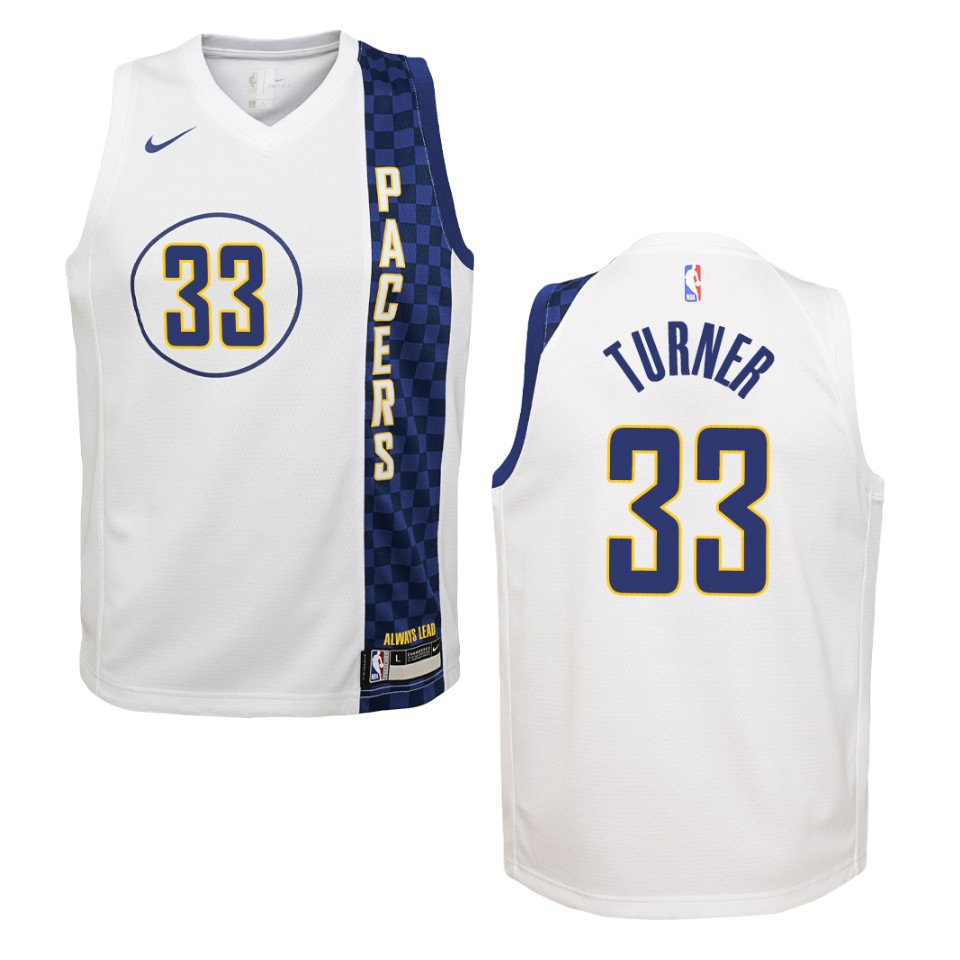 Youth 2019-20 Indiana Pacers #33 Myles Turner City Swingman Jersey - White