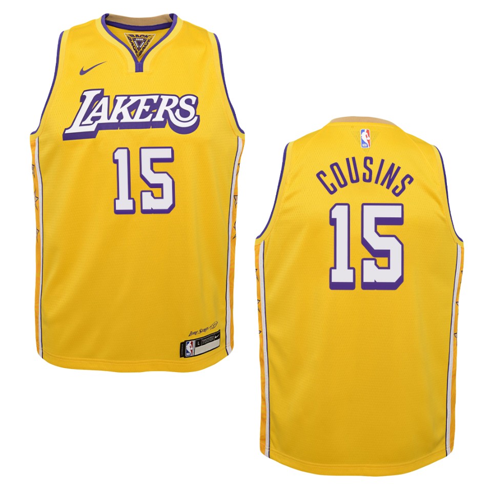 Youth 2019-20 Los Angeles Lakers #15 Demarcus Cousins City Swingman Jersey - Gold