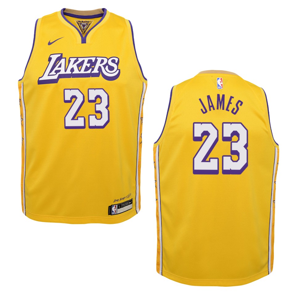Youth 2019-20 Los Angeles Lakers #23 Lebron James City Swingman Jersey - Gold