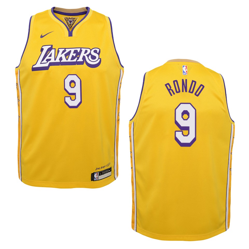 Youth 2019-20 Los Angeles Lakers #9 Rajon Rondo City Swingman Jersey - Gold