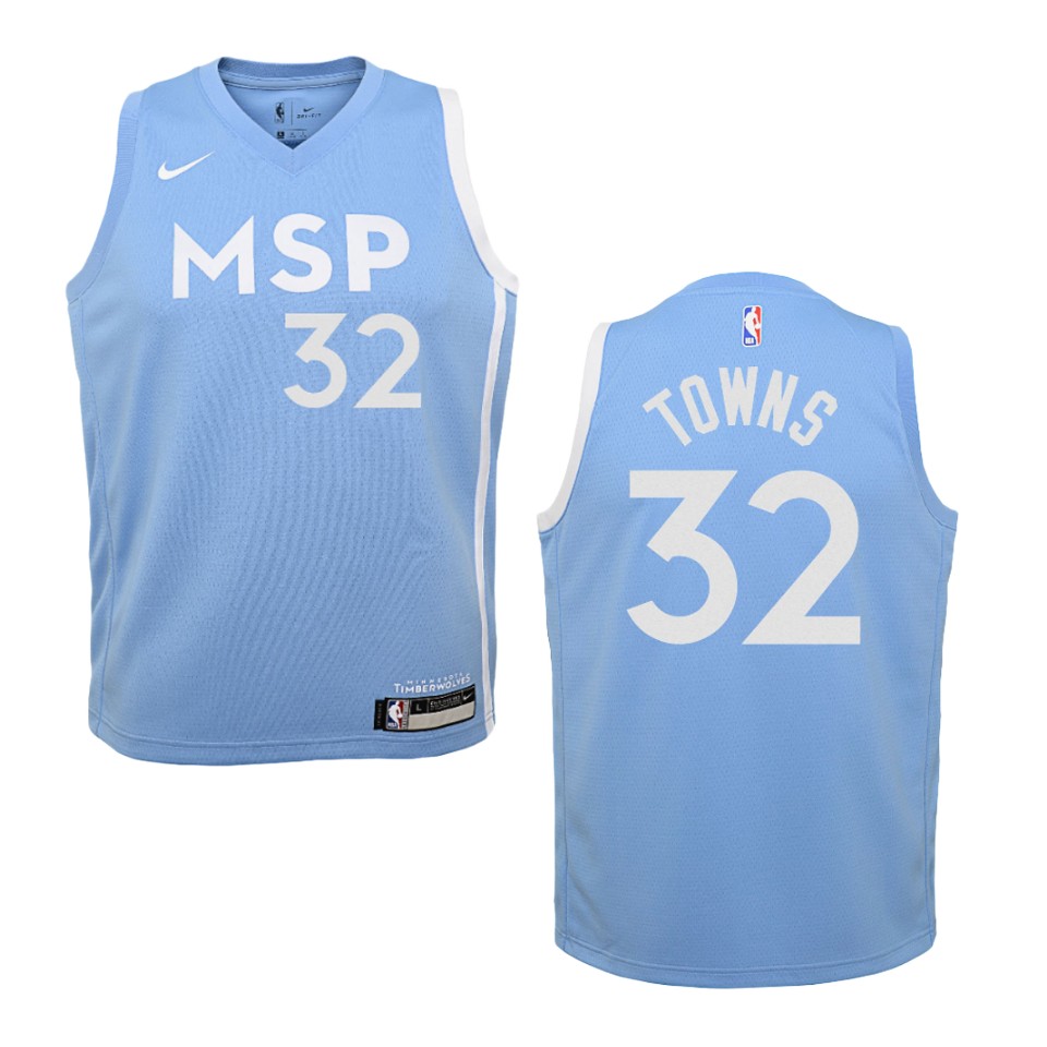 Youth 2019-20 Minnesota Timberwolves #32 Karl-anthony Towns City Edition Swingman Jersey - Blue
