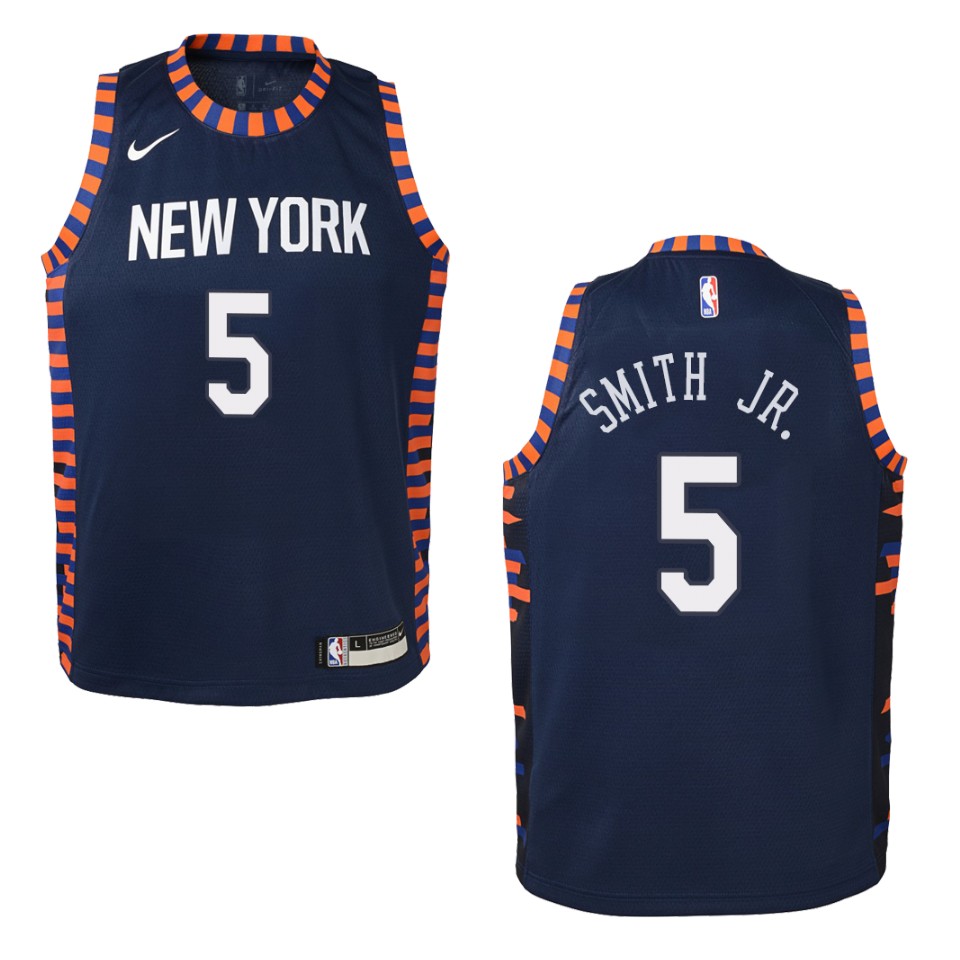 Youth 2019-20 New York Knicks #5 Dennis Smith Jr. City Swingman Jersey - Navy