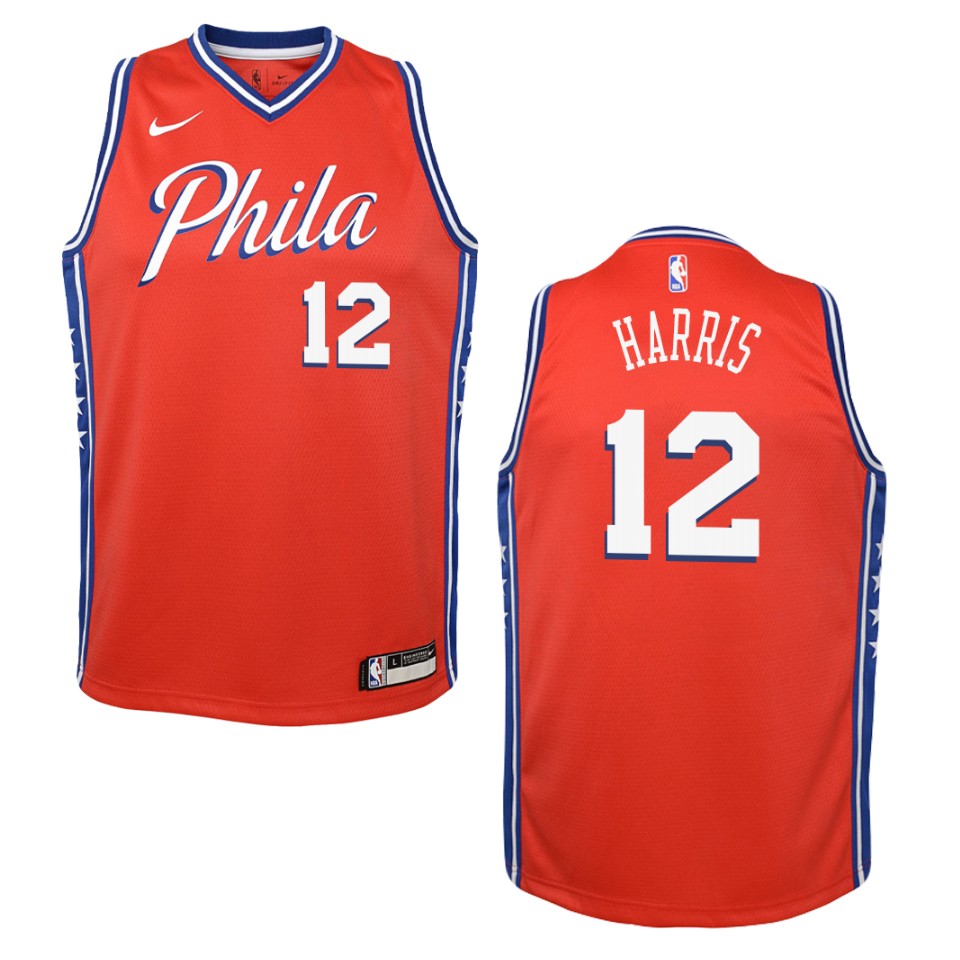 Youth 2019-20 Philadelphia 76ers #12 Tobias Harris Statement Swingman Jersey - Red