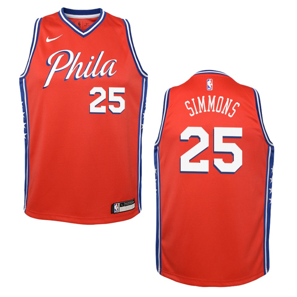 Youth 2019-20 Philadelphia 76ers #25 Ben Simmons Statement Swingman Jersey - Red