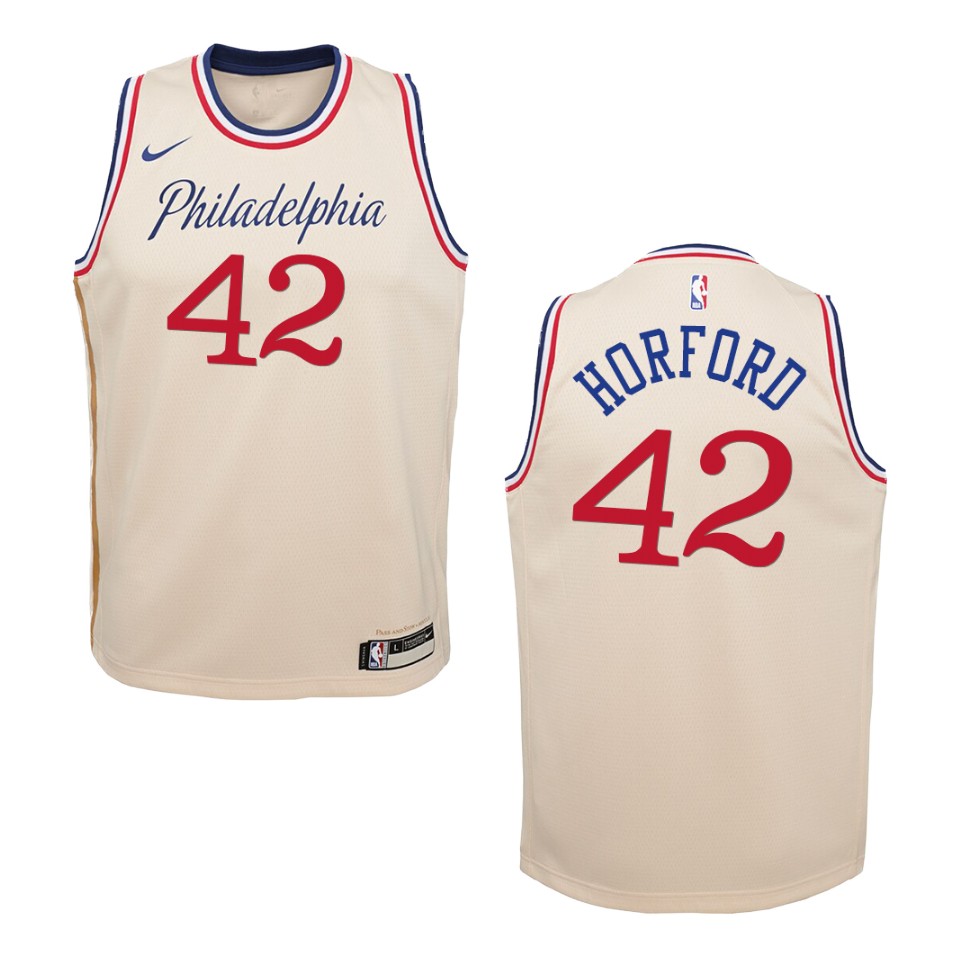 Youth 2019-20 Philadelphia 76ers #42 Al Horford City Swingman Jersey - Cream