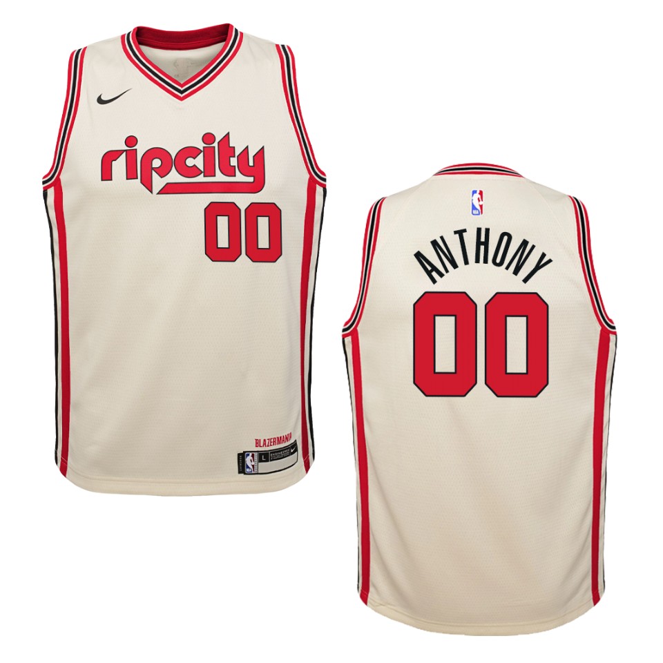 Youth 2019-20 Portland Trail Blazers #00 Carmelo Anthony City Swingman Jersey - Cream