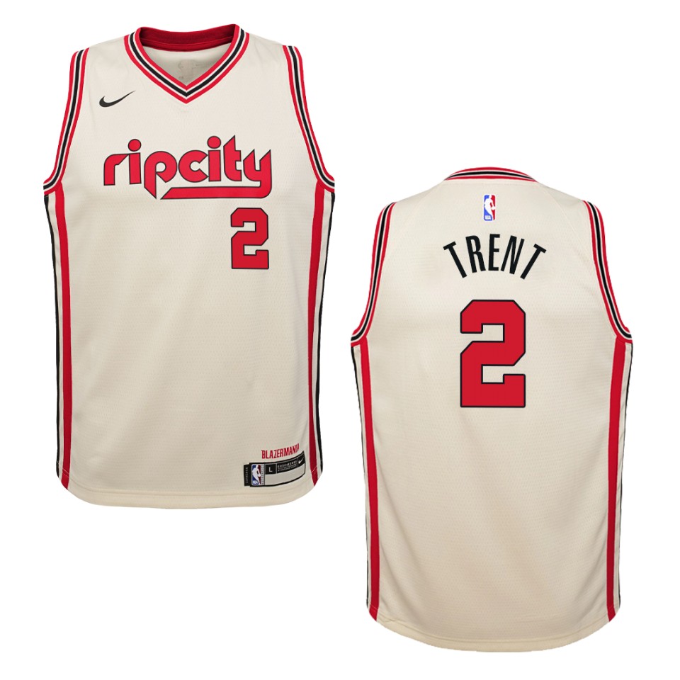 Youth 2019-20 Portland Trail Blazers #2 Gary Trent City Swingman Jersey - Cream
