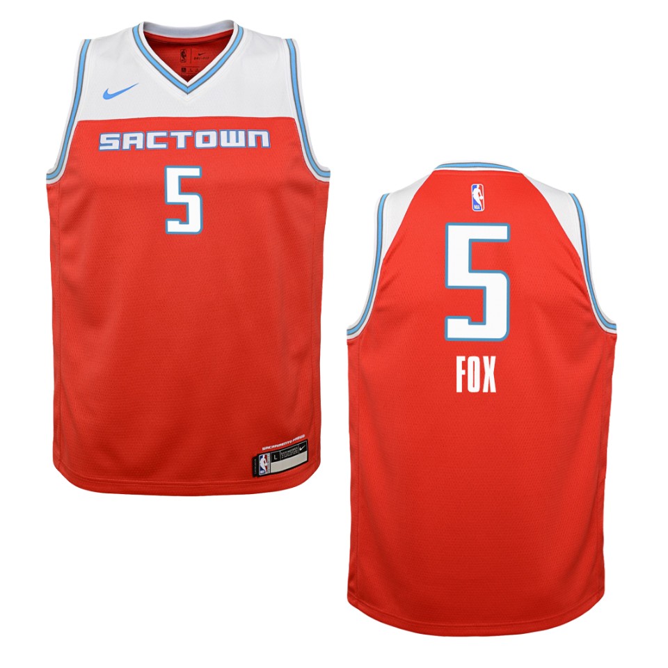 Youth 2019-20 Sacramento Kings #5 De'aaron Fox City Swingman Jersey - Red