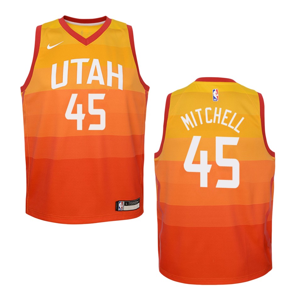 Youth 2019-20 Utah Jazz #45 Donovan Mitchell City Swingman Jersey - Red