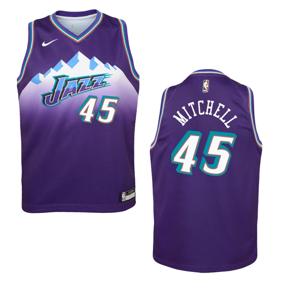 Youth 2019-20 Utah Jazz #45 Donovan Mitchell Hardwood Classics Swingman Jersey - Purple