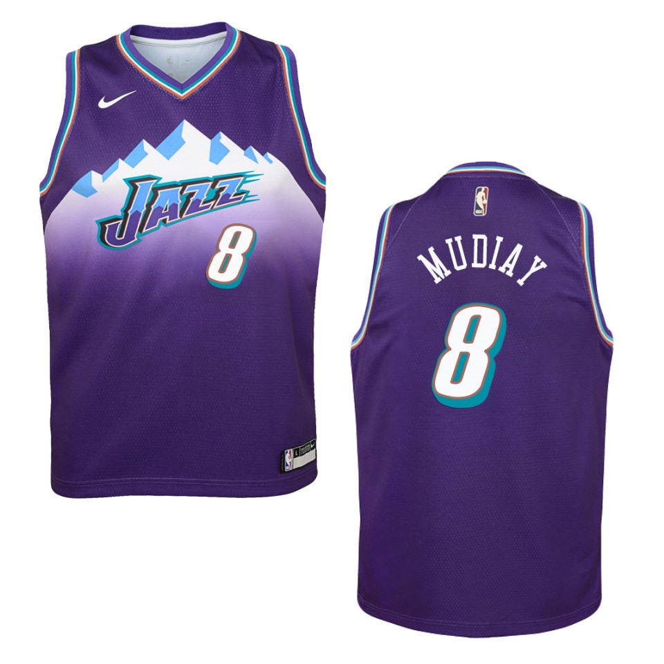 Youth 2019-20 Utah Jazz #8 Emmanuel Mudiay Hardwood Classics Swingman Jersey - Purple