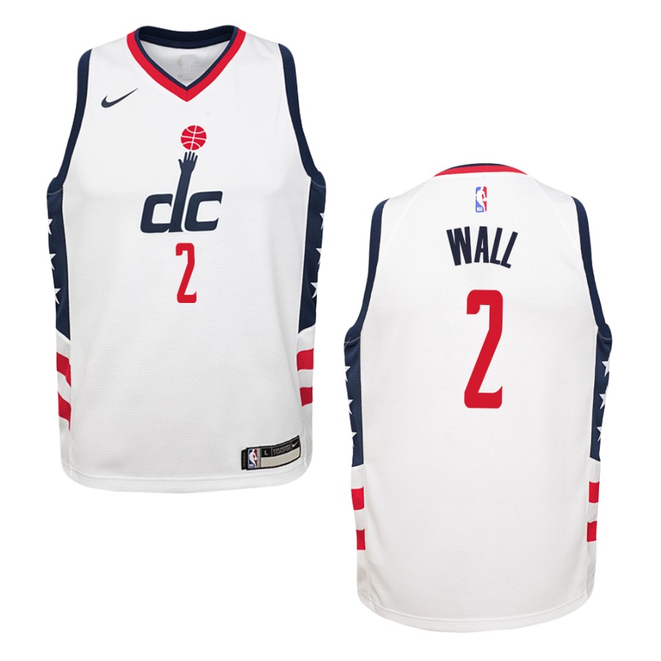 Youth 2019-20 Washington Wizards #2 John Wall City Swingman Jersey - White