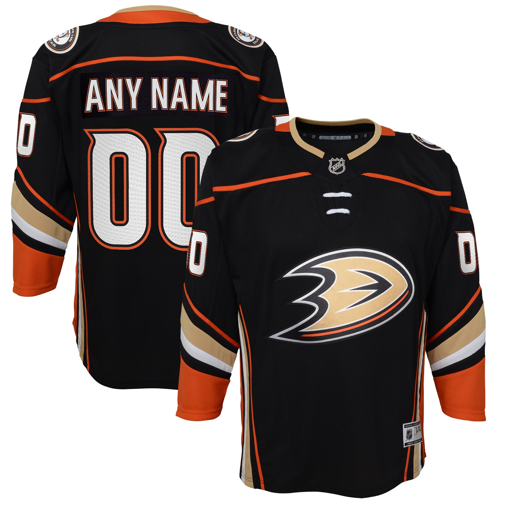 Youth Anaheim Ducks Black Home Premier Custom Jersey - JS363 