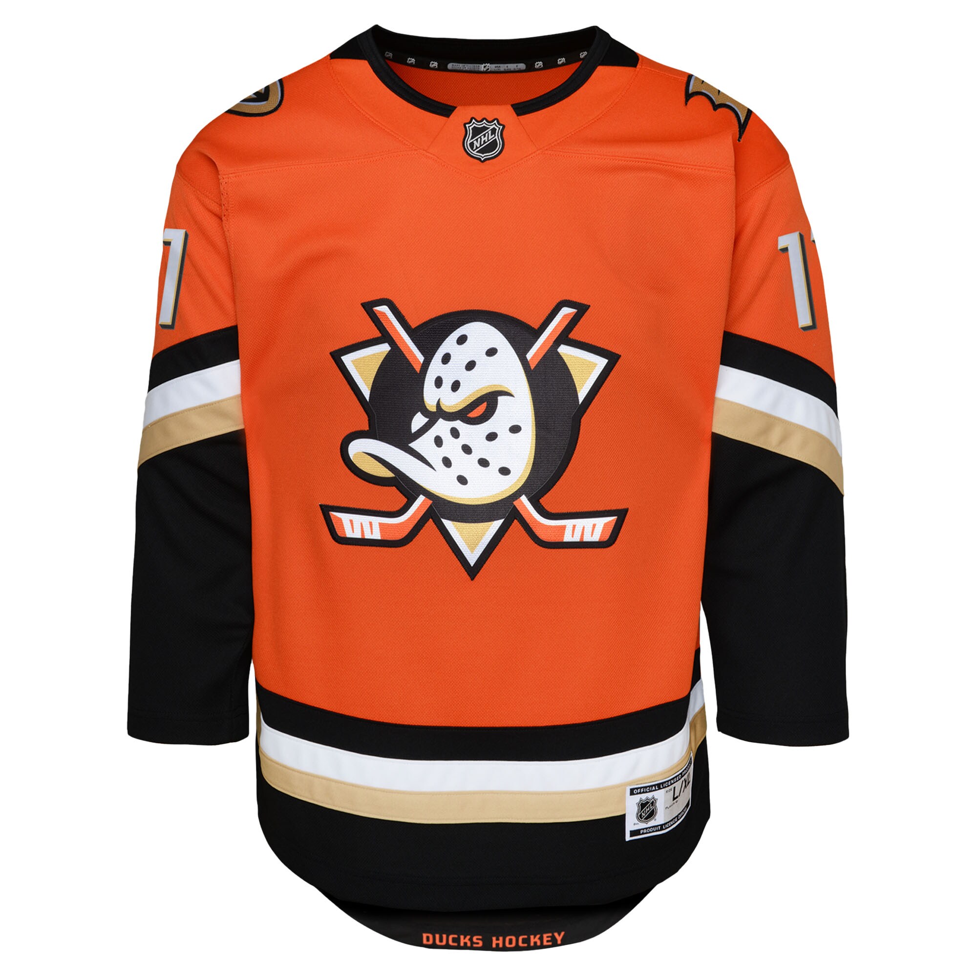 Alternative view of Youth Anaheim Ducks Trevor Zegras Orange Premier Player Jersey - JS530 
