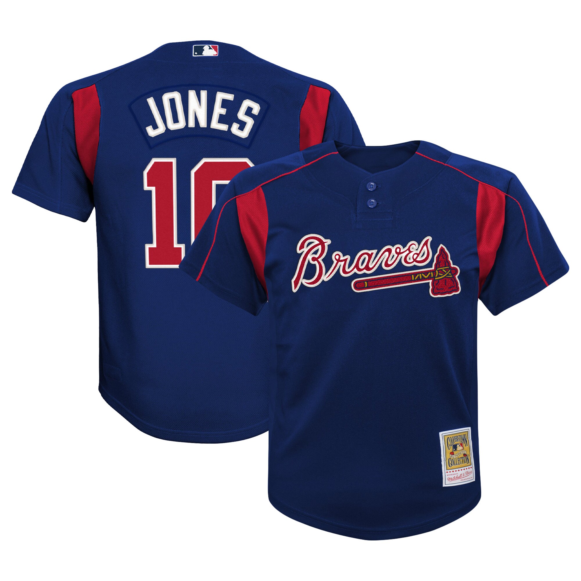 Youth Atlanta Braves Chipper Jones Mitchell & Ness Navy Cooperstown Collection Mesh Batting Practice Jersey - JS128