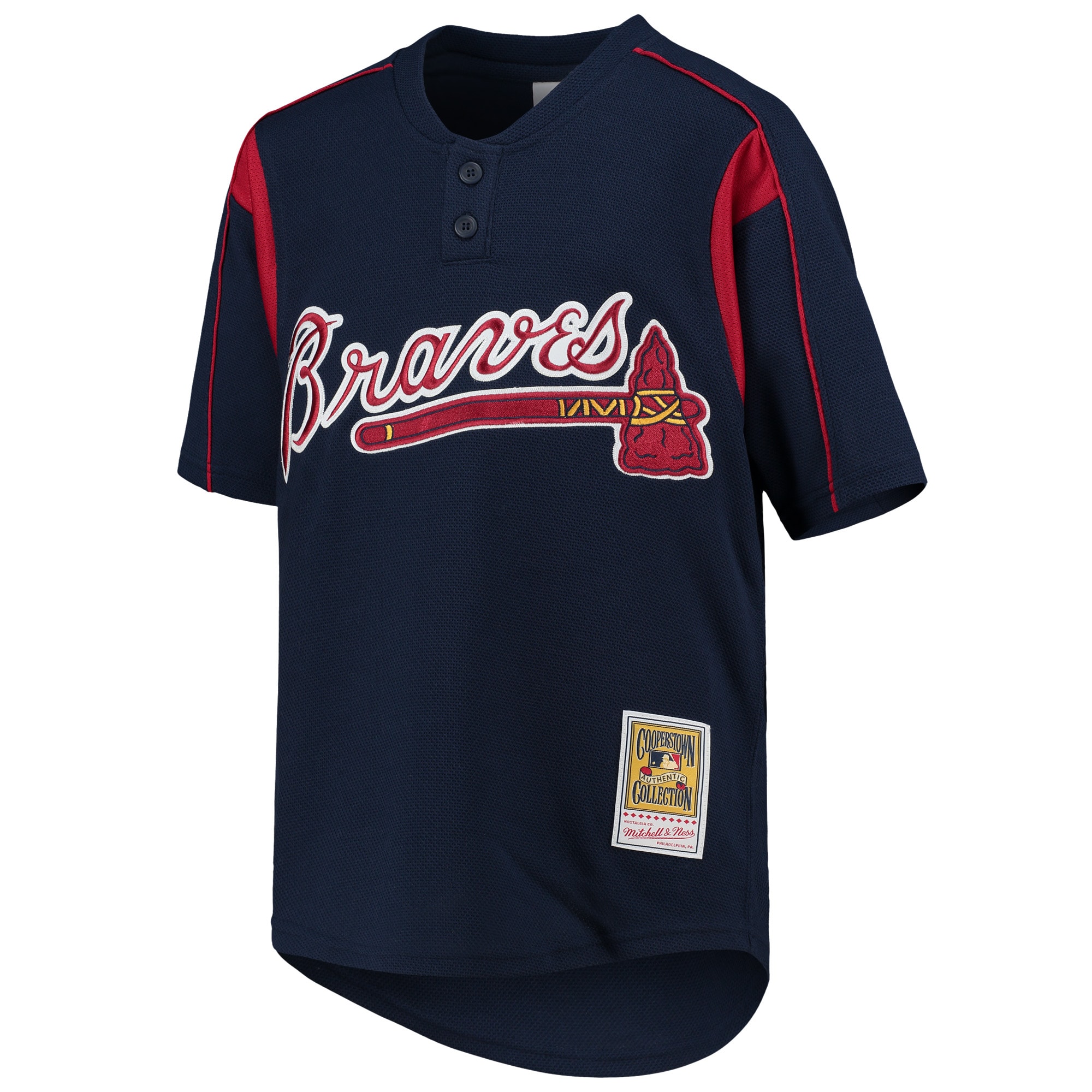 Alternative view of Youth Atlanta Braves Chipper Jones Mitchell & Ness Navy Cooperstown Collection Mesh Batting Practice Jersey - JS402