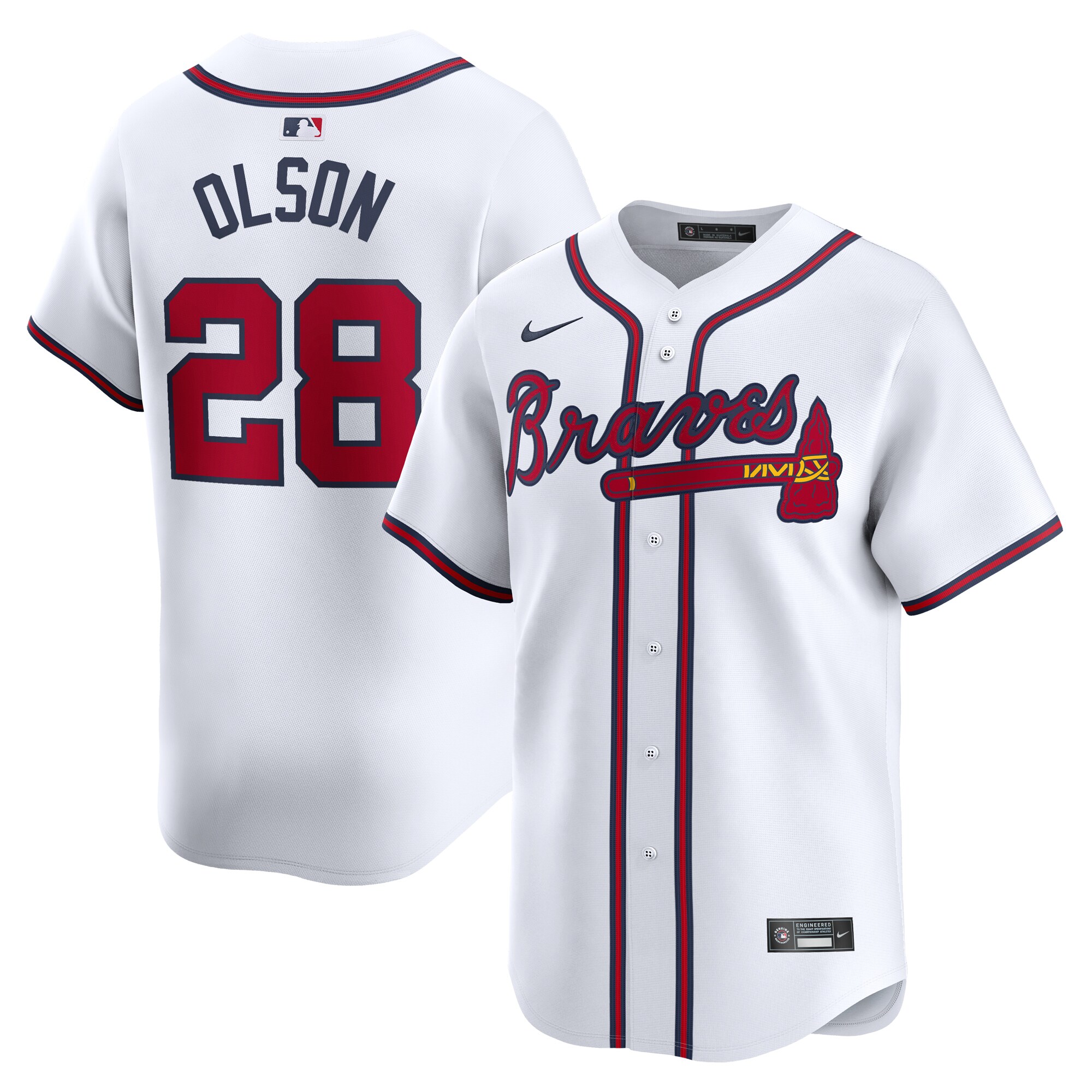 Youth Atlanta Braves Matt Olson White Home Limited Player Jersey - JS840