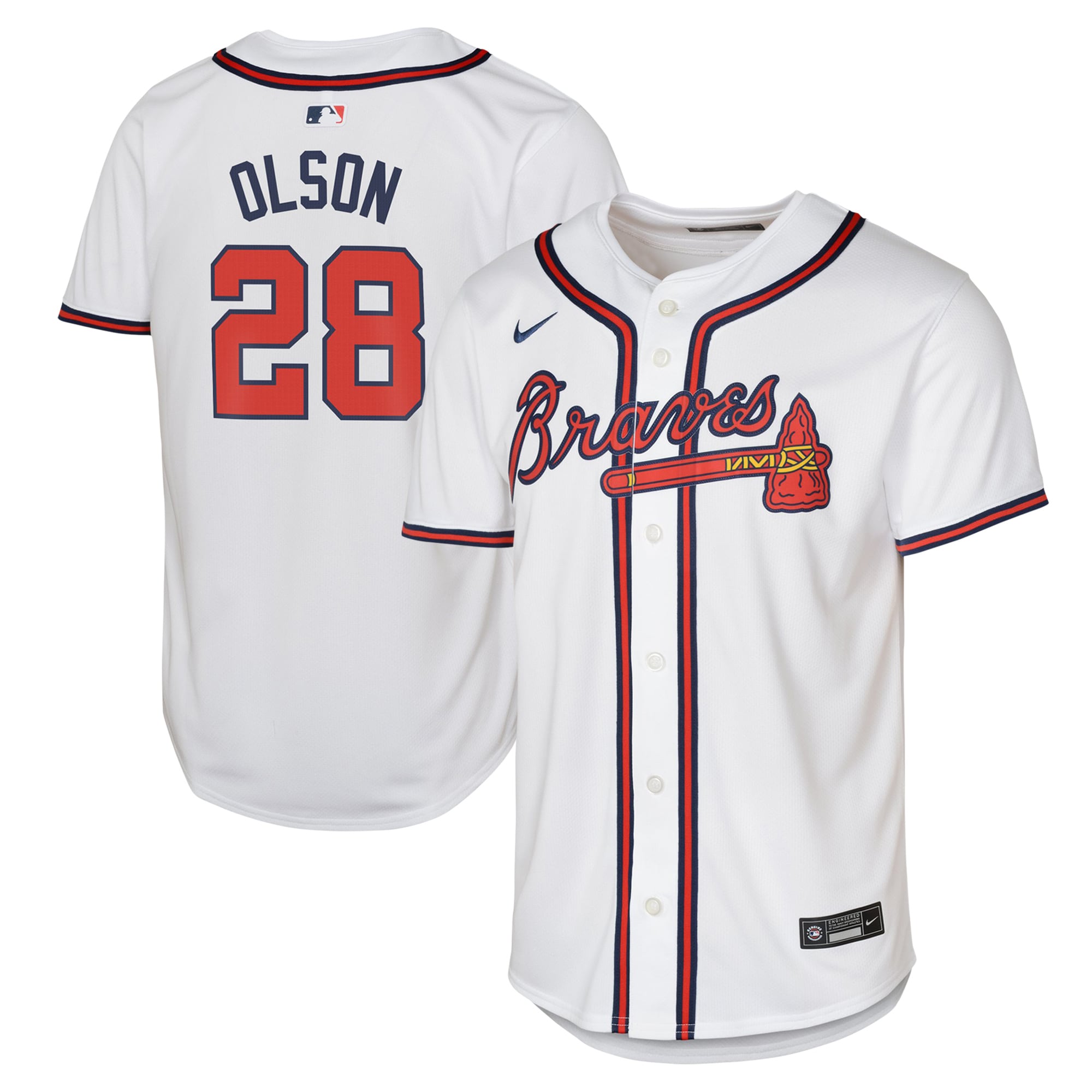 Youth Atlanta Braves Matt Olson White Home Limited Player Jersey - JS855