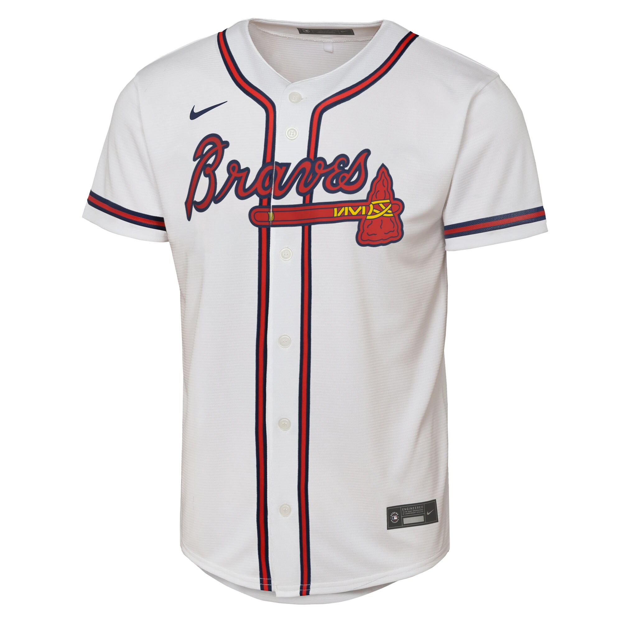 Alternative view of Youth Atlanta Braves Ozzie Albies White Home Player Jersey - JS770