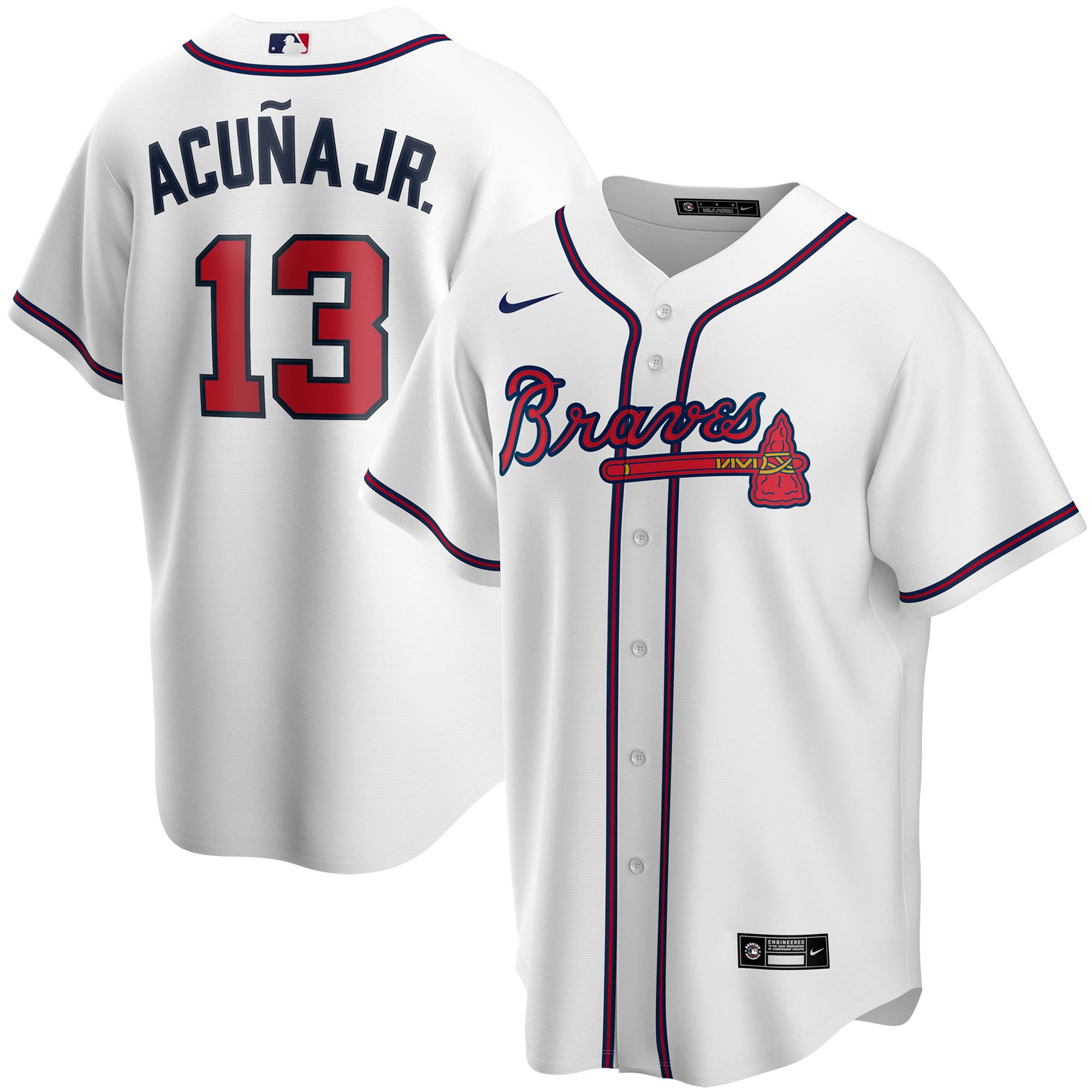 Youth Atlanta Braves Ronald Acuña Jr. White Alternate Player Jersey - JS416