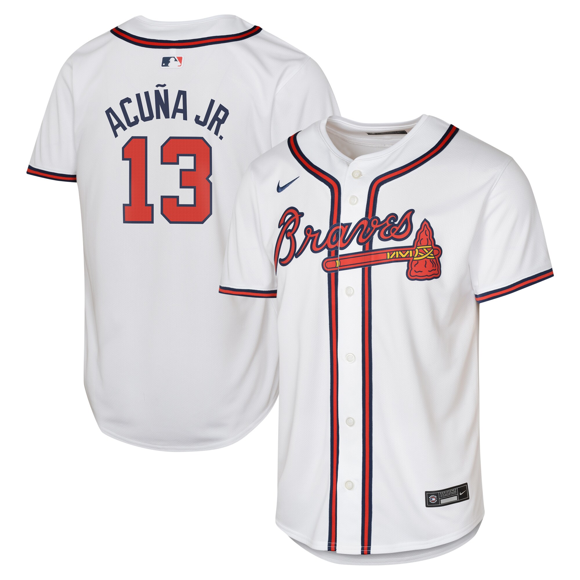 Youth Atlanta Braves Ronald Acuña Jr. White Home Limited Player Jersey - JS426