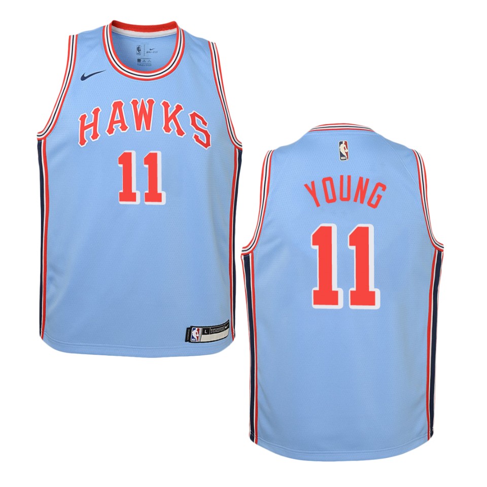 Youth Atlanta Hawks #11 Trae Young Hardwood Classics Swingman Jersey - Blue