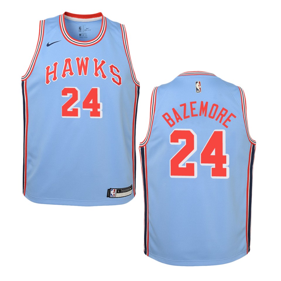 Youth Atlanta Hawks #24 Kent Bazemore Hardwood Classics Swingman Jersey - Blue
